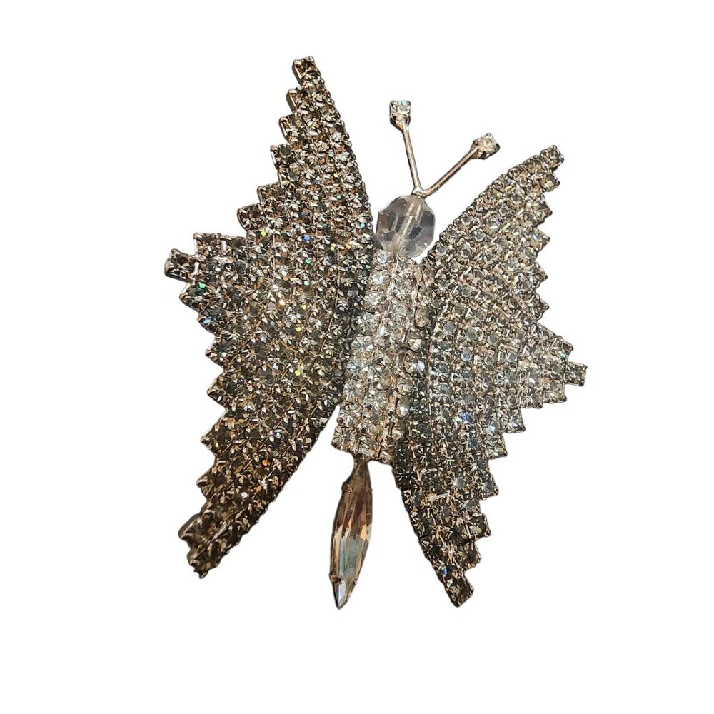 Amazing Signed CASTLECLIFF Rhinestone Butterfly Brooch (A4596)